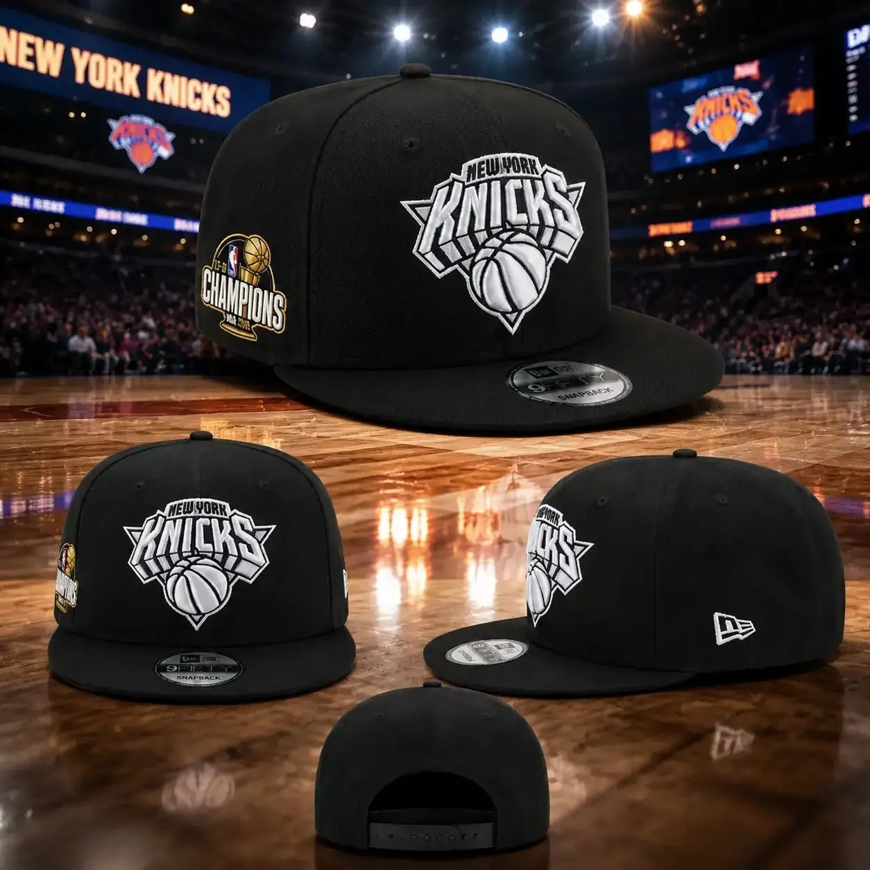 New York Knicks Black Team Color Basic NBA New Era 9FIFTY Snapback Hat Unisex Streetwear Hats Collector Style Headwear for Baseball and Urban Fashion Lovers