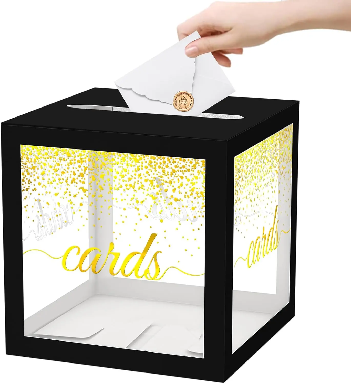 Clear  Box, Cards Receiving Box For Birthday, Wedding, Engagement, Bridal or  Shower, Graduation, Gender Reveal, Anniversaries Party Decorations Supplies (Black and )