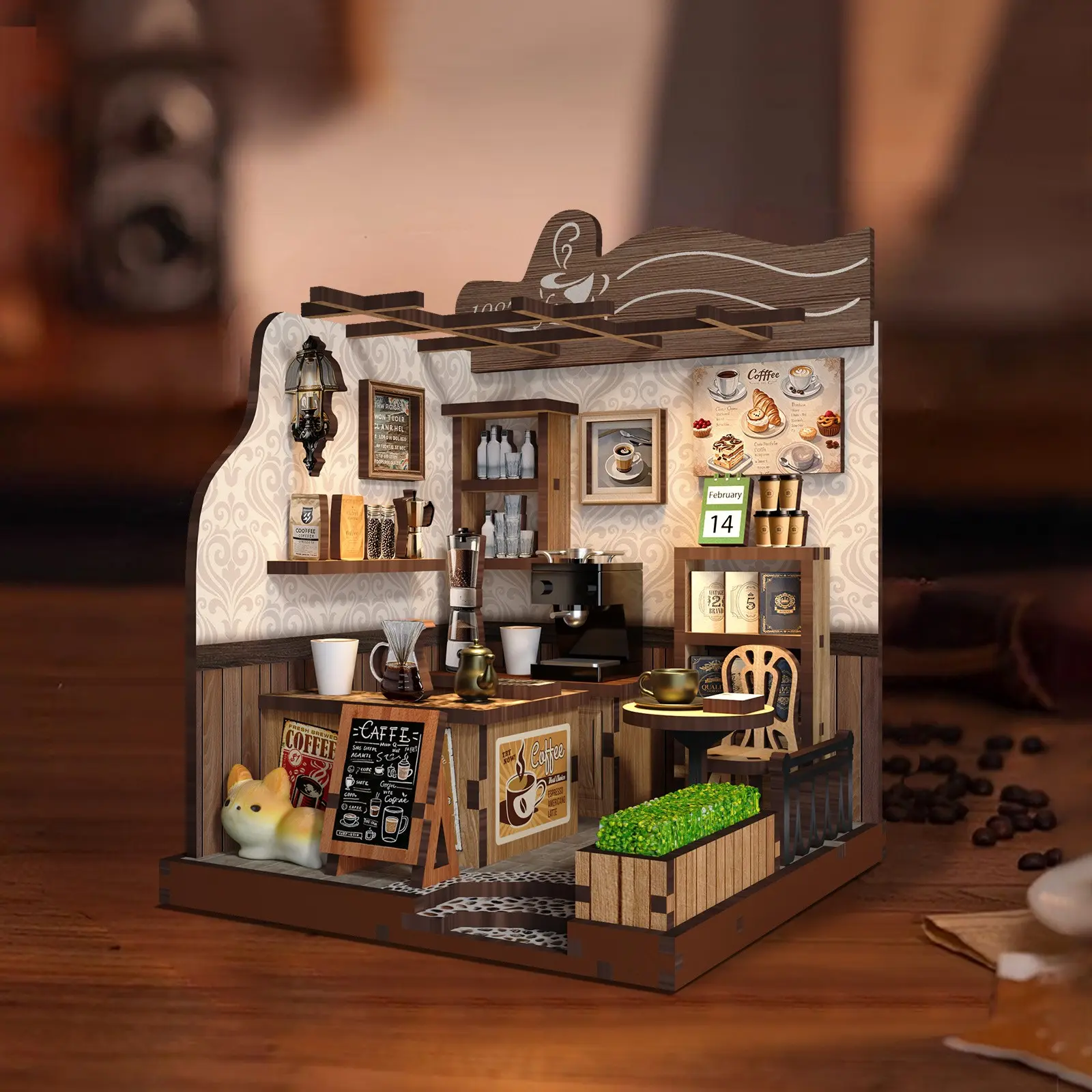 Beginner-Friendly Wooden Handcrafted DIY Book Nook Model Kit for adults tiny home Vintage Abstract Renaissance Style, 3D Hand-Assembled Booklet Toy House, Miniature Dollhouse Kit, Birthday Gift country cafe house, Miniature Furniture