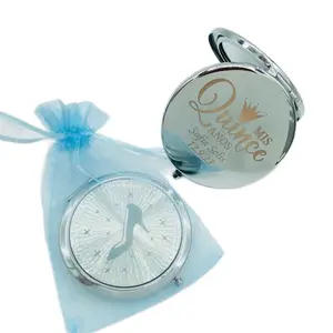 12pcs Quinceañera favors, personalized mirrors, recuerdos para quinceañera, Free Bags