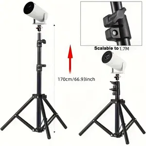 66.93Inch Adjustable Laptop Tripod Stand, Projector Holder, Portable Projector Stand, Flexible Neck Phone Stand, Aluminum Alloy Dj Equipment Mount Accessories for Office Home Stage Studio
