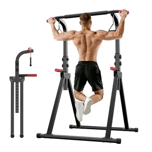 [2026 Upgrade] Power Tower Pull Up Bar Station for Home Gym, 350LBS Weight Capacity Multi-Functional Strength Training Equipment with Resistance Bands, 8-Level Height Adjustable Dip Station for Apartment & Small Space