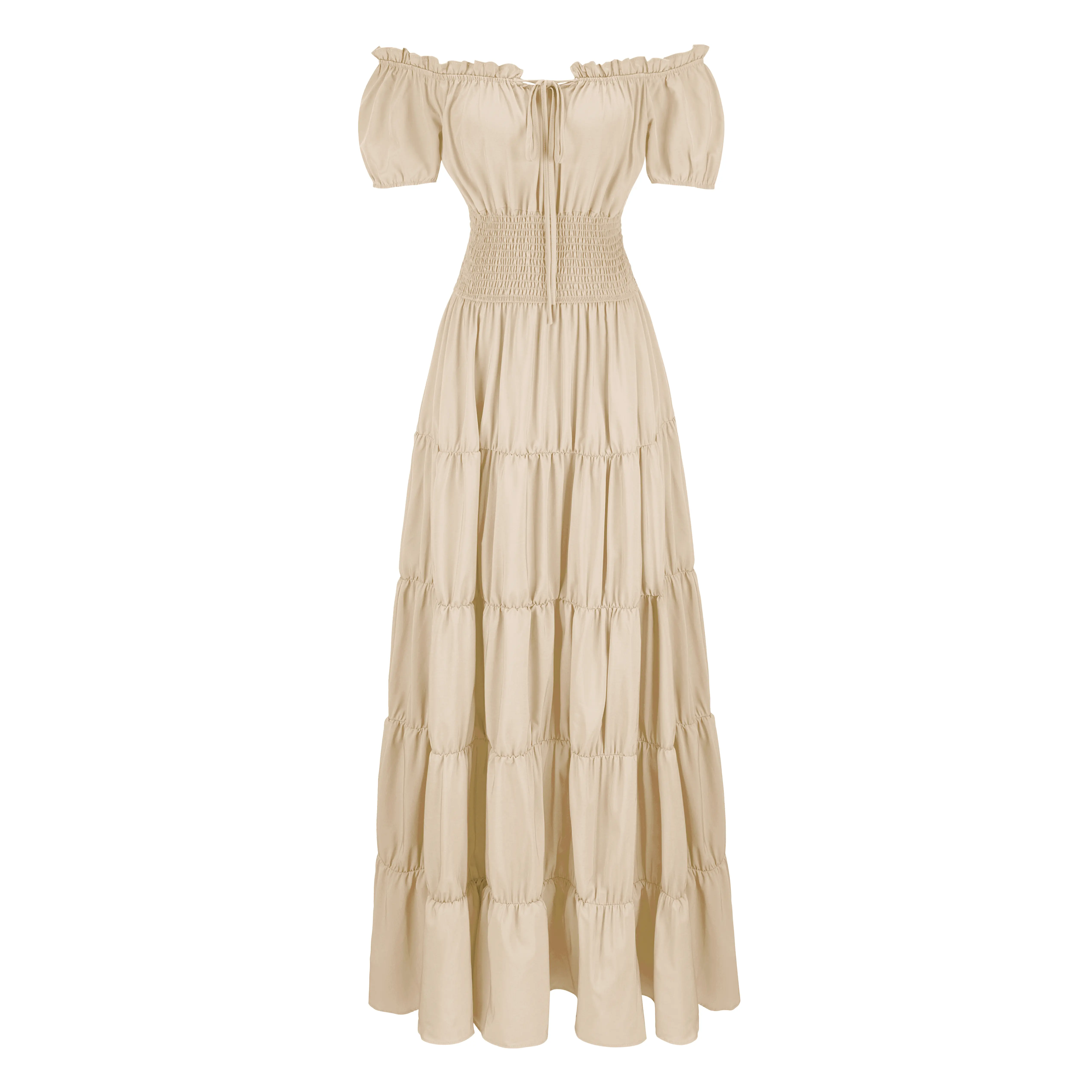Renaissance Faire Costume for Women, Medieval Peasant Dress Inexpensive Victorian Vintage Rustic Cottagecore Dress for Halloween, Oktoberfest & Fair Theme Party 6531-D4 Womenswear Dress Minimalist Shortsleeve Cosplays Clothes
