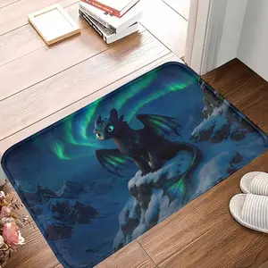 Fantasy Dragon Aurora Rug Night Sky Creature Print with Starry Glow Pattern Soft Non Slip Washable Carpet for Bedroom Living Room Office Reading Corner Holiday Gift Cozy Home Decor