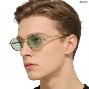 Unisex Round-Oval Frame Fashionable Sunglasses - Modern Trendy, Retro-Shape Lightweight Eyewear with UV Protection Lenses, Trendy Styling Hip Hop Design for Driving, Outdoor Daily Wear, Modern Trendy Sunglasses