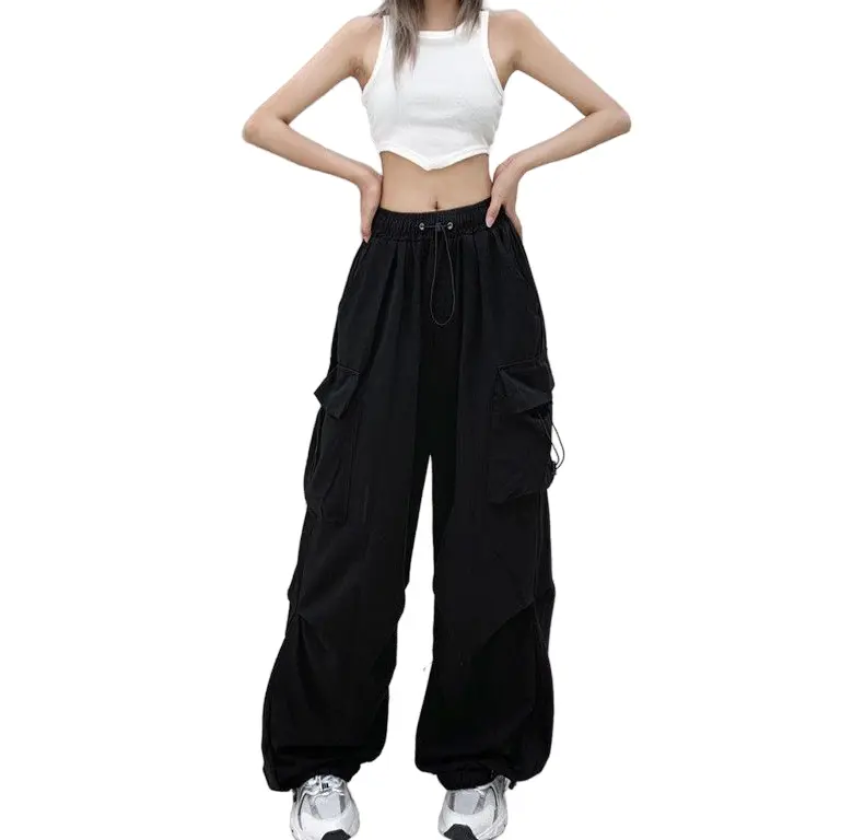 FENGQIYUNHAI Baggy Cargo Pants For Women Causal Loose Fit Parachute Track Pants Pockets Y2k Clothes