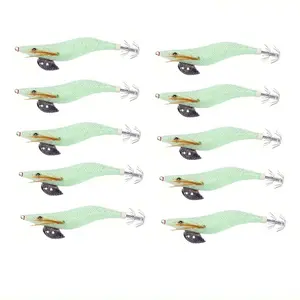 10pcs Glow Squid Jig Saltwater Squid Lures, Luminous Shrimp Prawn Lures