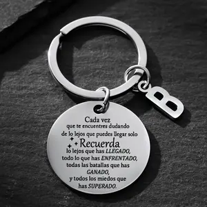 Elegant Stainless Steel Inspirational Pendant Keychain Unisex Accessory Perfect for Bags Cars Ideal Gift Clip with Motivational Quote