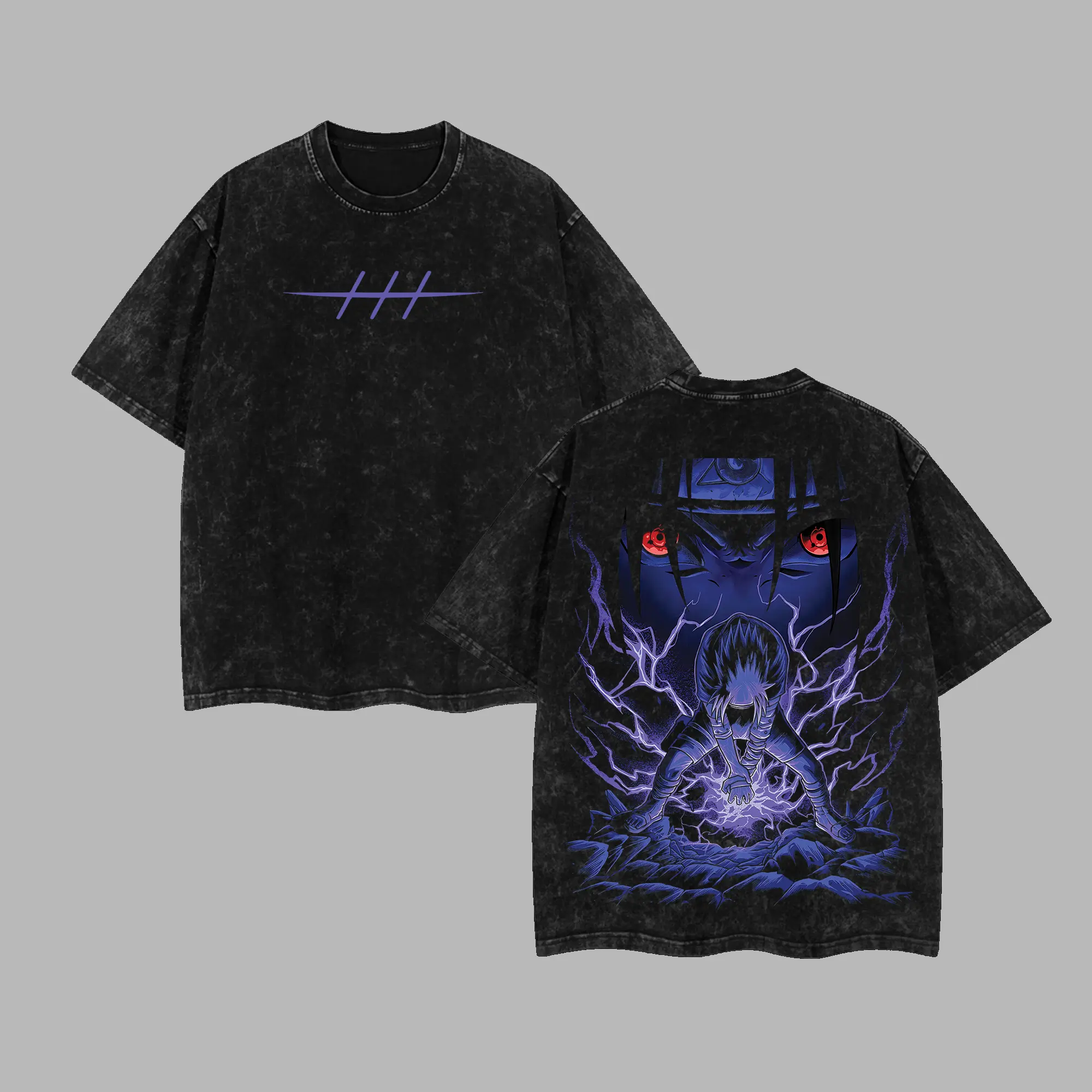 [NeoTokyoStatic] Sasuke Uchiha Naruto Anime Retro Unisex Acid Washed T-Shirt, Hoodie, Naruto 2026 100% Heavy Cotton Oversized Unisex Anime Merch, Soft Cotton Streetwear Clothes, Unisex Manga Apparel, Gift for Anime Fans,