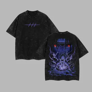 [NeoTokyoStatic] Sasuke Uchiha Naruto Anime Retro Unisex Acid Washed T-Shirt, Hoodie, Naruto 2026 100% Heavy Cotton Oversized Unisex Anime Merch, Soft Cotton Streetwear Clothes, Unisex Manga Apparel, Gift for Anime Fans,