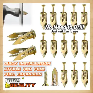Upgraded Self Drilling Drywall Anchors with Screws Kit, Metal Self-Drilling Anchor Screw, Wall Anchors for Drywall Heavy Duty, No Drill Or Holes in Wall and Easy to Use, Drywall Screws for Fixing Picture, Furniture, Cabinets, Shelf, Curtains, Garden Decor