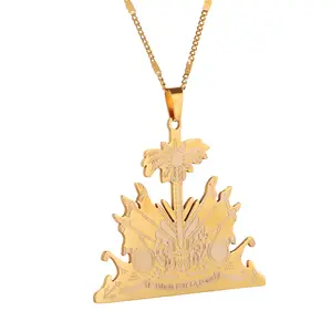 Stainless Steel Haiti Pendant and Necklace Ayiti Items Haiti Jewelry country  necklace map  necklace country flag necklaces