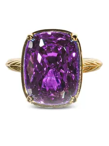 Sterling Silver Elongated Cushion Amethyst CZ Cocktail Ring