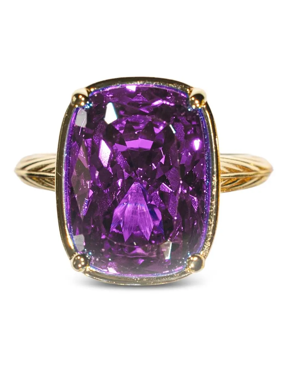Sterling Silver Elongated Cushion Amethyst CZ Cocktail Ring