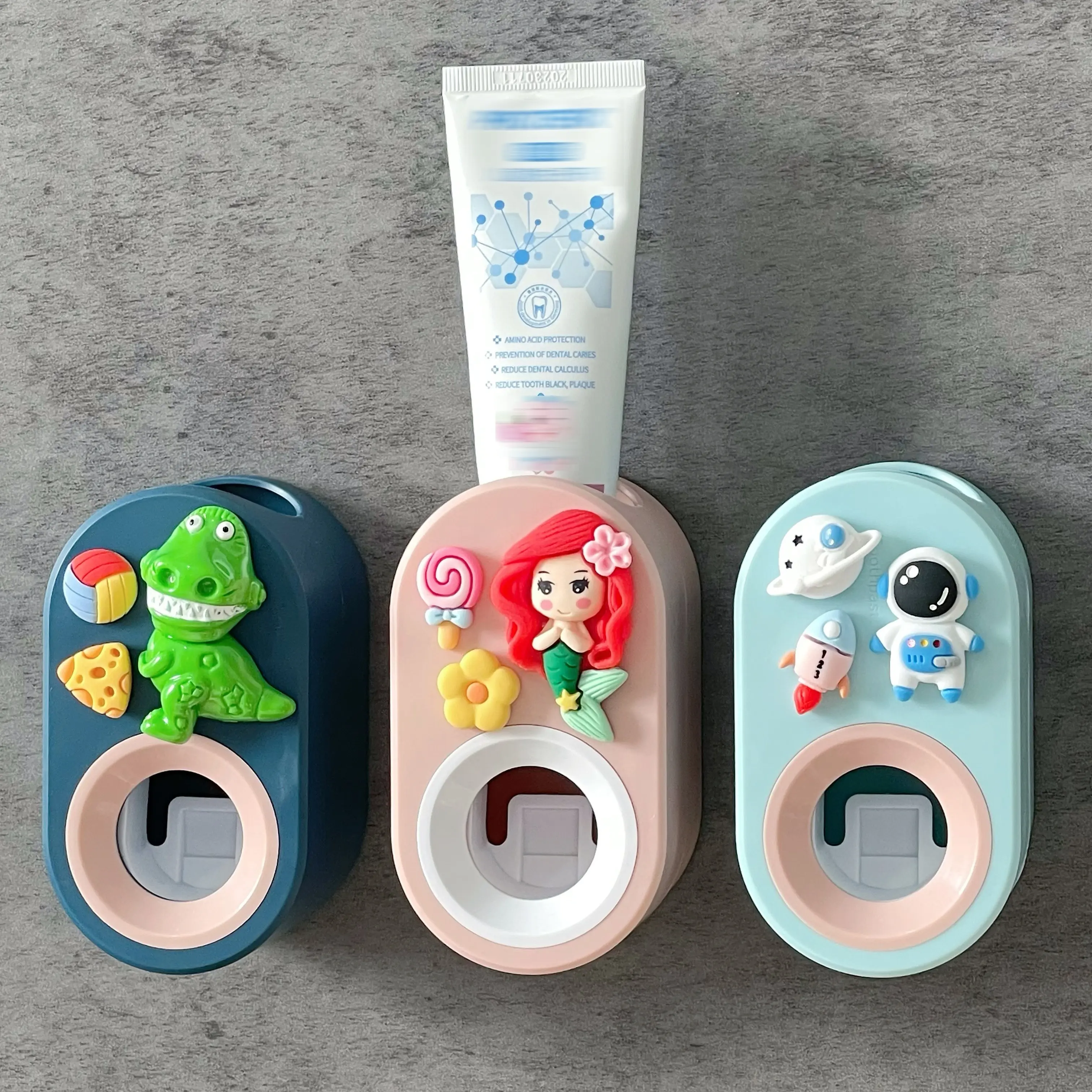 Easy-Install Dinosaur Cartoon Toothpaste Dispenser - No-Drill Wall Mount, Automatic Squeeze Holder for Bathroom Accessories