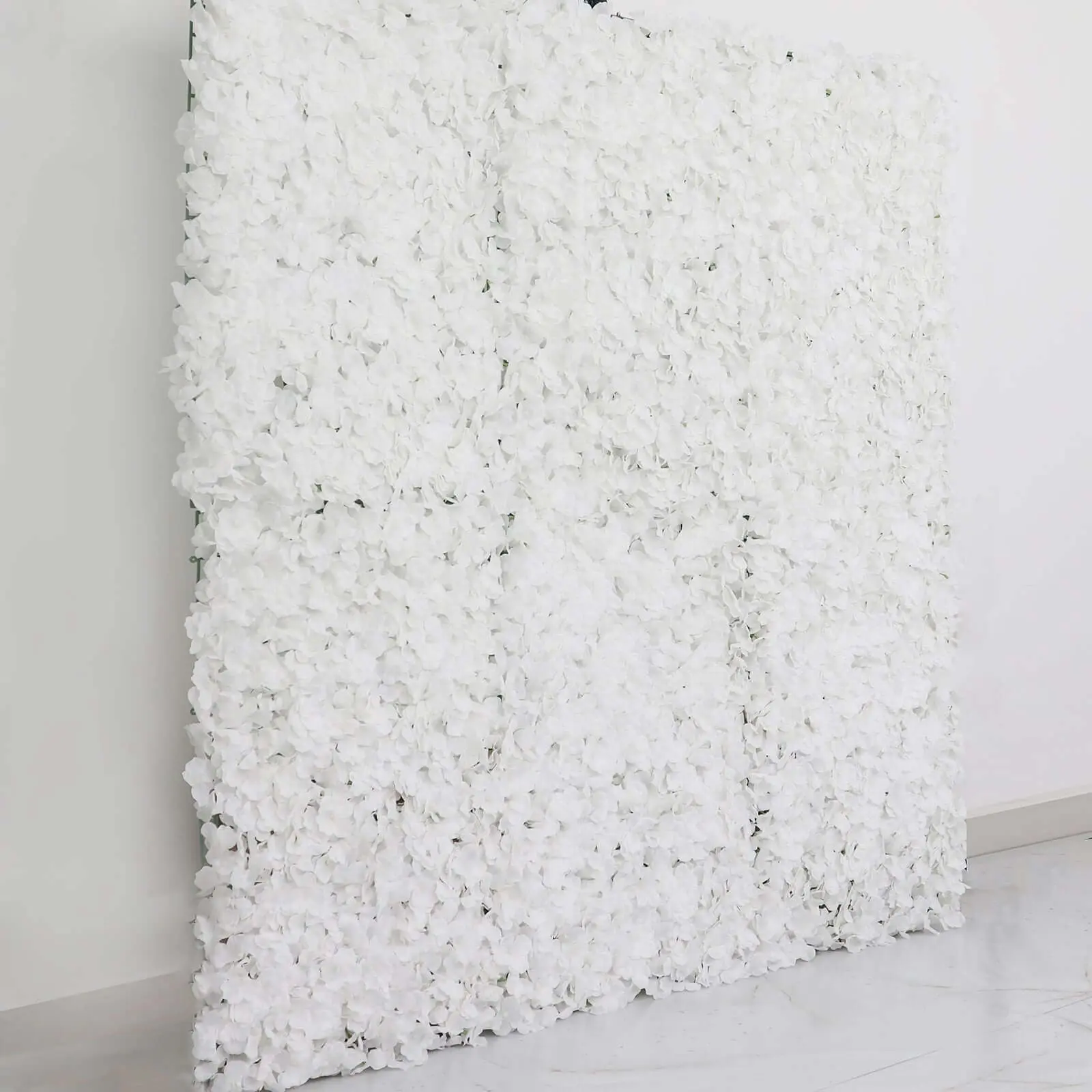 Decorative Artificial White UV-Protected Hydrangea Flower Wall Mat Backdrop Panel Set, 4-Panel Home & Garden Wall Decor (11 Sq ft)