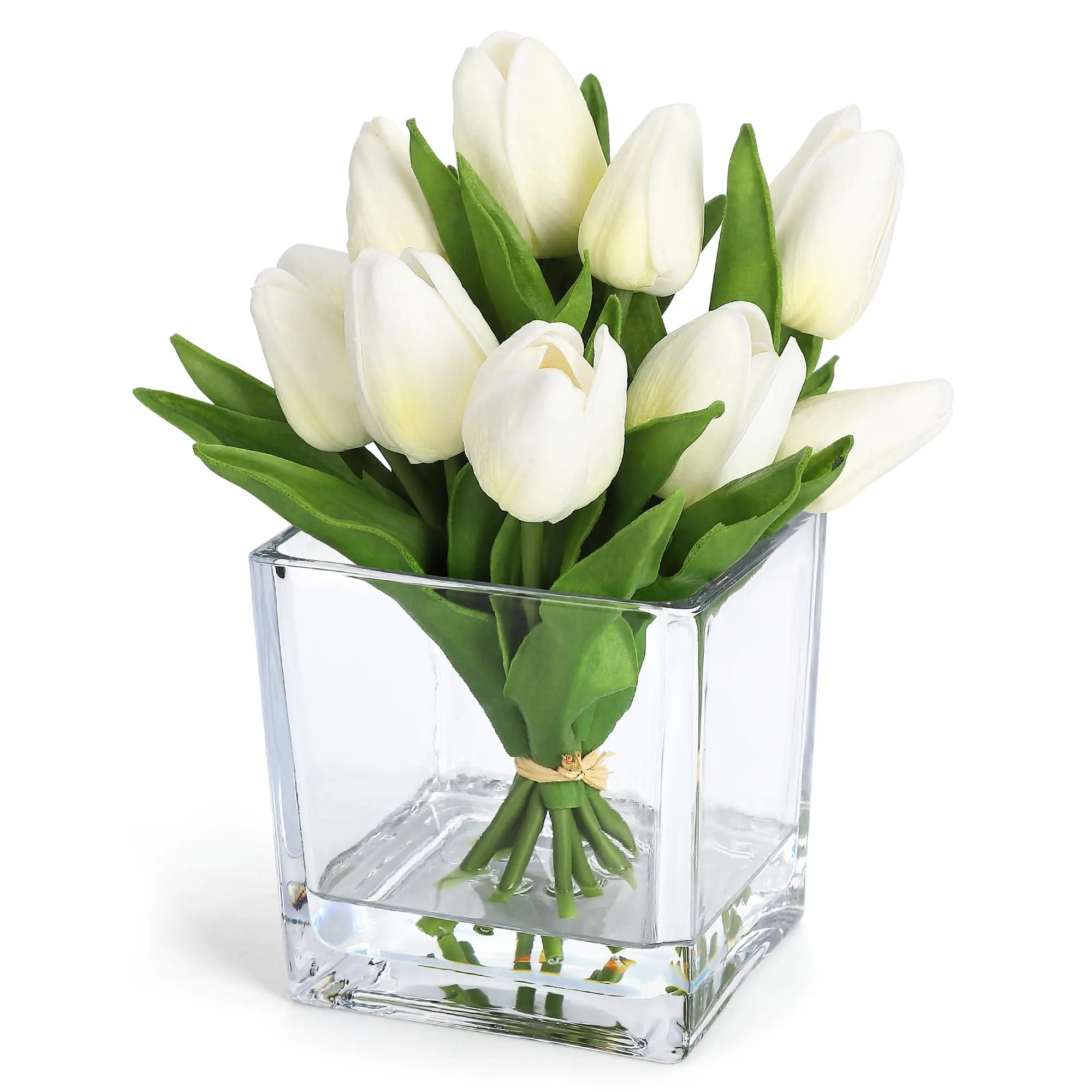 Garvee 12 Pcs Artificial Tulips Flowers bouquet , Real Touch Faux Tulip Stems for Vase - Lifelike Silk Tulips, Home Kitchen Wedding Table Decor, Mother’s Day Easter Valentine’s Day Gift, Spring Home Decorations low maintenance