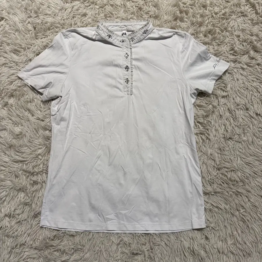 Women’s Size 42 White Pikeur Short Sleeve Horseback Riding Show Shirt.