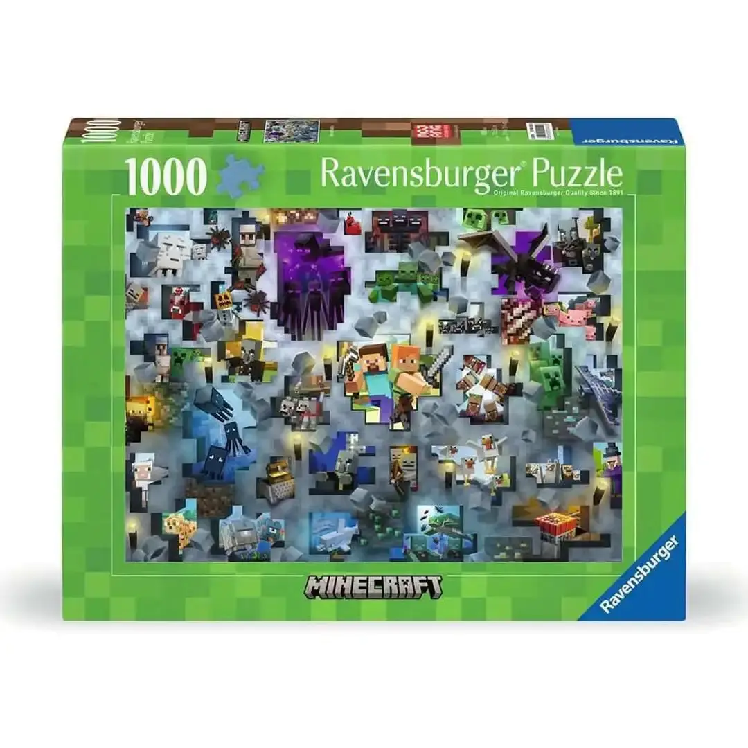 Ravensburger Minecraft Mobs 1000-Piece Interlocking Puzzle Game, Creative Collectible, Brain Teaser for Cognitive Development, Glare-Free Linen Finish, Relaxation Family Indoor Activity for Toys & Hobbies Enthusiasts