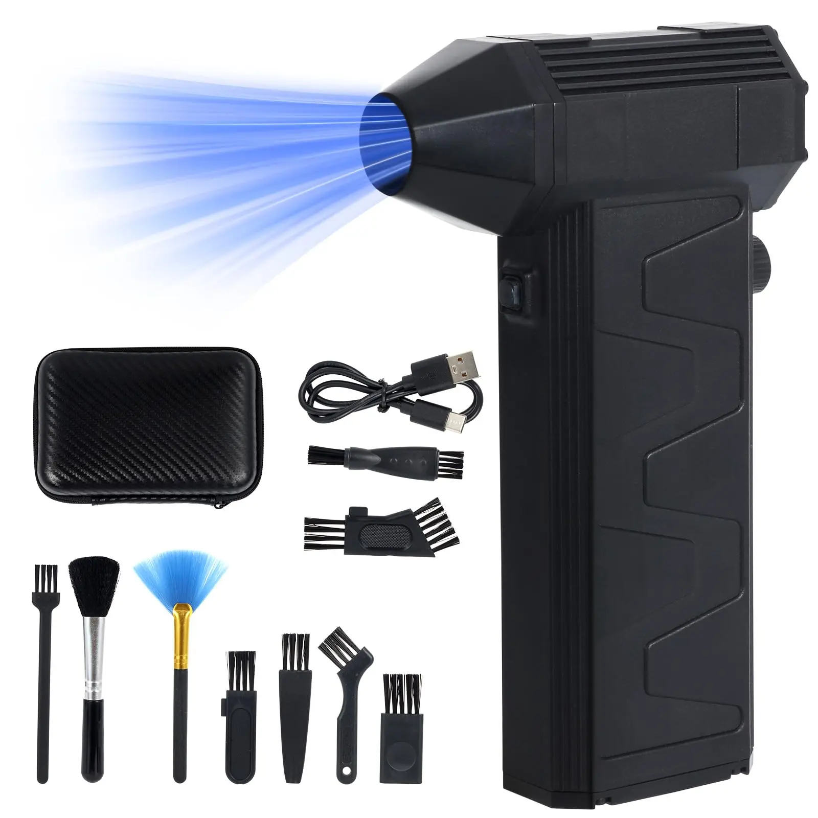 【GARVEE】Compressed Air Duster Electric Duster- 130000RPM Super Power Electric Cleaner Kit with Adjustable, Mini Rechargeable Cordless Jet Dry Blower Air Blower for Keyboard, PC, Car Cleaning, Gifts for Men