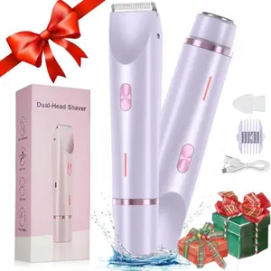2 in 1 Electric Hair Trimmer for Women, Waterproof Rechargeable Hair Removal Tool, Wet & Dry Use Hair Trimmer for Women, Personal Care Appliances