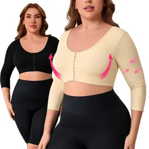 Arm Shaper for Women Post Surgery Arm Lipo Compression Sleeves Arm Front Closure Shapewear Bra Long Sleeves Front Entry Push Up Seamless