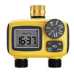 2-Zone Programmable Sprinkler Timer Outdoor | Brass Swivel Water Timer for Garden Hose, Rain Delay, Manual/Automatic Irrigation Controller, Metal, US Connector Thread, No Electricity or Battery Needed
