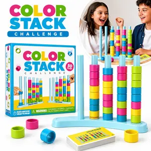 Color Stack Challenge, Color Matching Challenge Game, Fast Pattern Match Ring Stacking Puzzle Stack Games Block, 2-4 Players, Family Fun Game, Family Board Game for Kids & Adults, Birthday Christmas Party Gifts for Boy & Girl