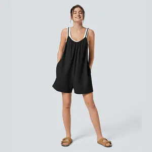 Halara Spaghetti Adjustable Strap Side Pocket Solid Wide Leg Casual Jumpsuit