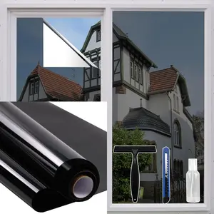 Window  Film  Way Daytime 17.5 in x 6.5 Ft Static Cling Sun and Heat Blocking Anti UV Reflective Mirror Window Tint for  and Office Black