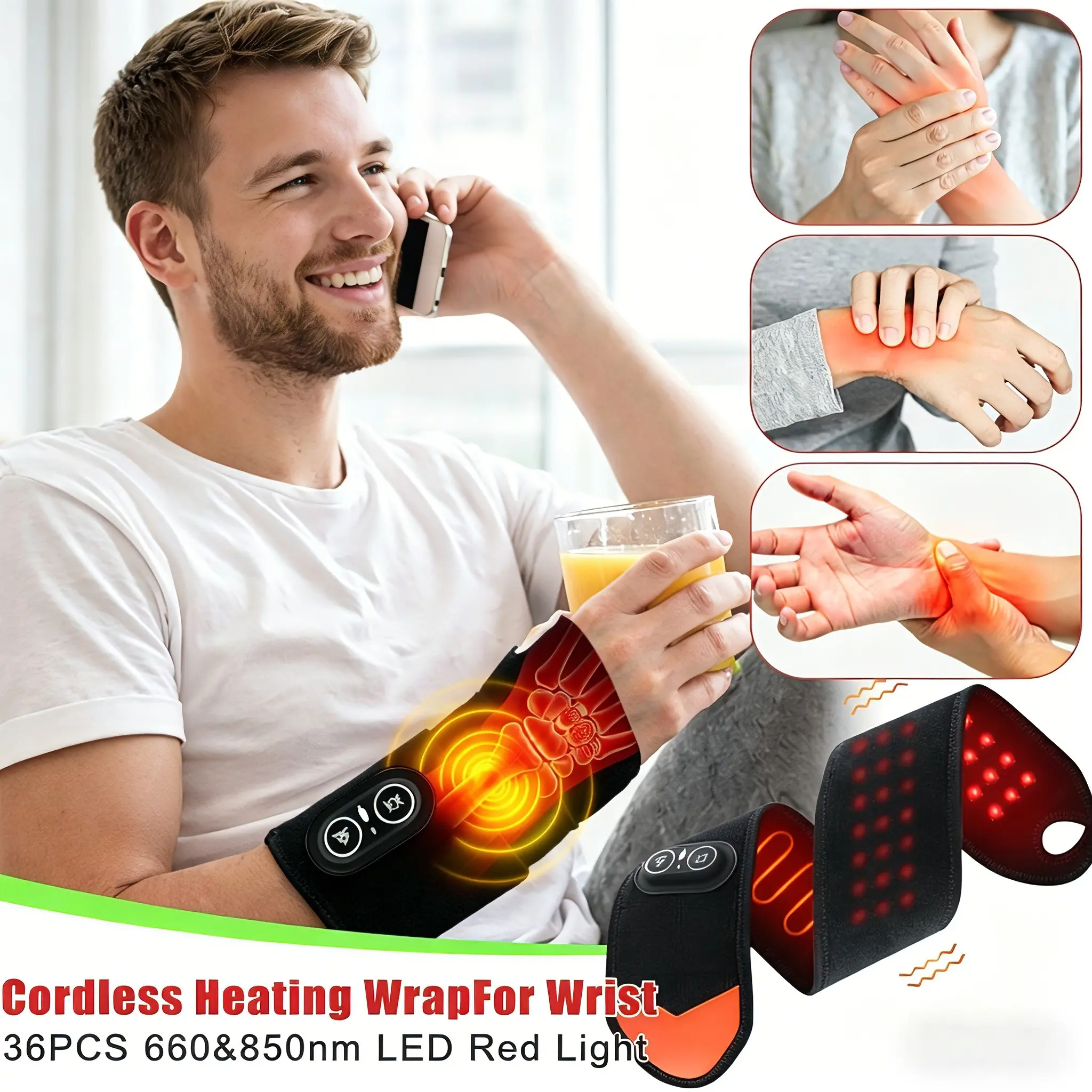 Red Light Therapy for Joint Pain – Heated Vibration Massager Wrap (Neck/Wrist/Knee)