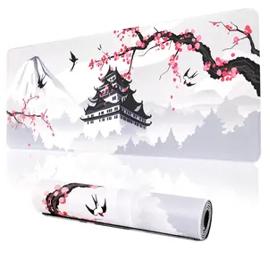 Cherry Blossom Scenery Pattern Extended Mouse Pad, 1 Count Rectangle Non-slip Gaming Mouse Pad, Office Desk Keyboard Pad for Home Office Desk, Game Desk Mat