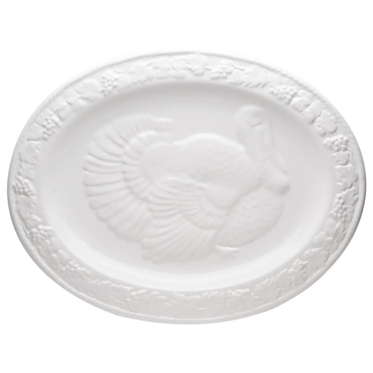 212 MAIN Ceramic Classic Thanksgiving Service Plate - Traditional Oval Turkey Serving Platter, Red Vanilla HJ168-018, 17.75x13.75 in, White, Reheats Easily, Stressless Clean, Dishwasher-Microwave-Handwash Safe, Dishwasher Safe