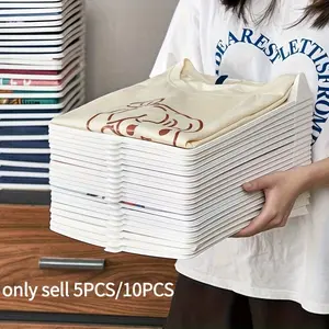 Stackable Clothing File Folders, Portable Durable Plastic Shirt & T-Shirt Storage Box, Space Saving Compact Organizer, Neutral Color, Closet Organization, Closet System