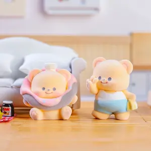 Cute and Adorable Bubble Bear Flocked Blind Box Butter Bear Fun Trendy Toy Ornament Small Gift