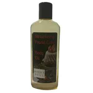 Body & Soul Strawberry Pound Cake Long Lasting Moisturizing Body Oil 6.8oz - Hydrating Formula with Pleasant Fragrance for Adults