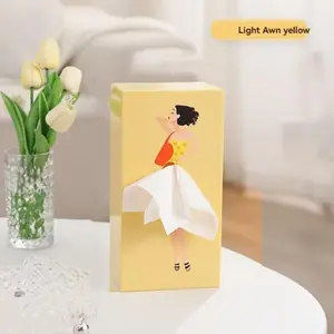 Cartoon Animation Paper Towel Box, Fun Half-Body Dress Style, Girl Face Design, Ideal for Office, Living Room, Bedroom, Bathroom Decor, Bathroom Tissue Holder