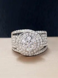 Elegant Rhinestone Decorated Ring, Elegant Casual Ring, Elegant Glittering Ring, Elegant Everyday Ring, 2024 New Style Fashion Accessories for Women, Trendy All-match & Exquisite Engagement Ring for Birthday Gift, Jewelry, Statement Rings