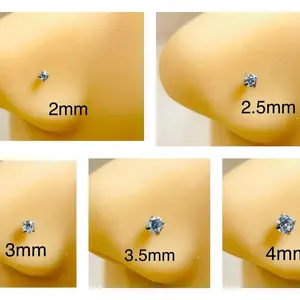 L Bend Type Nose Piercing Stud - Multiple Size Gem Top - L Shape Nose Stud