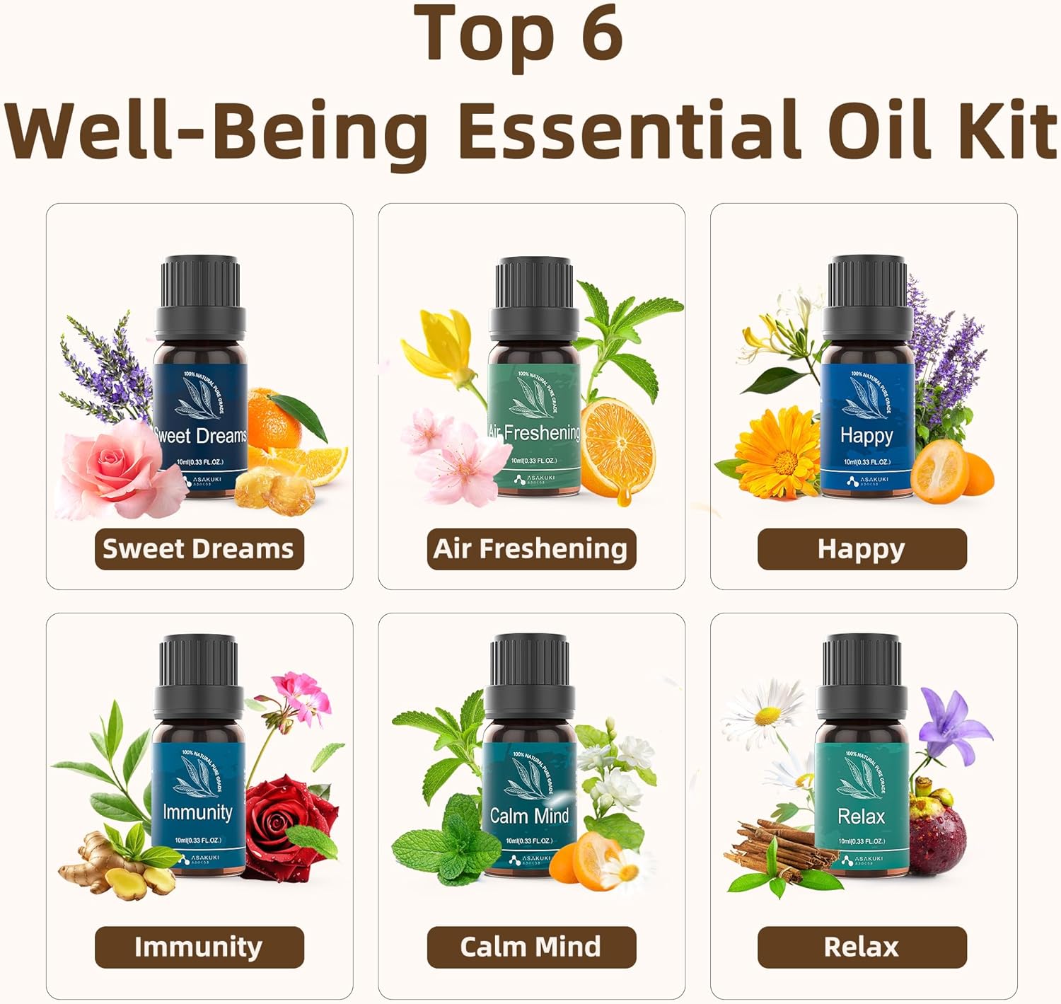 ASAKUKI 300ML Essential Oil Diffuser, Quiet 5-in-1 Premium Humidifier, Natural Home Fragrance Aroma Diffuser with 7 LED Color Changing Light and Auto-Off Safety Switch