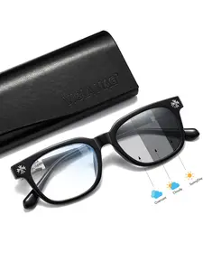 New Photochromic Glasses for Men and Women, Smart Light-Responsive UV Protection, Casual Eyewear Frame, Includes Case and Accessories