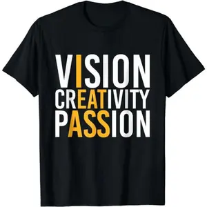 Funny  Shirts, Vision Creativity Passion T-Shirt Cotton Casual Fashion  Smooth Top Basic Streetwear