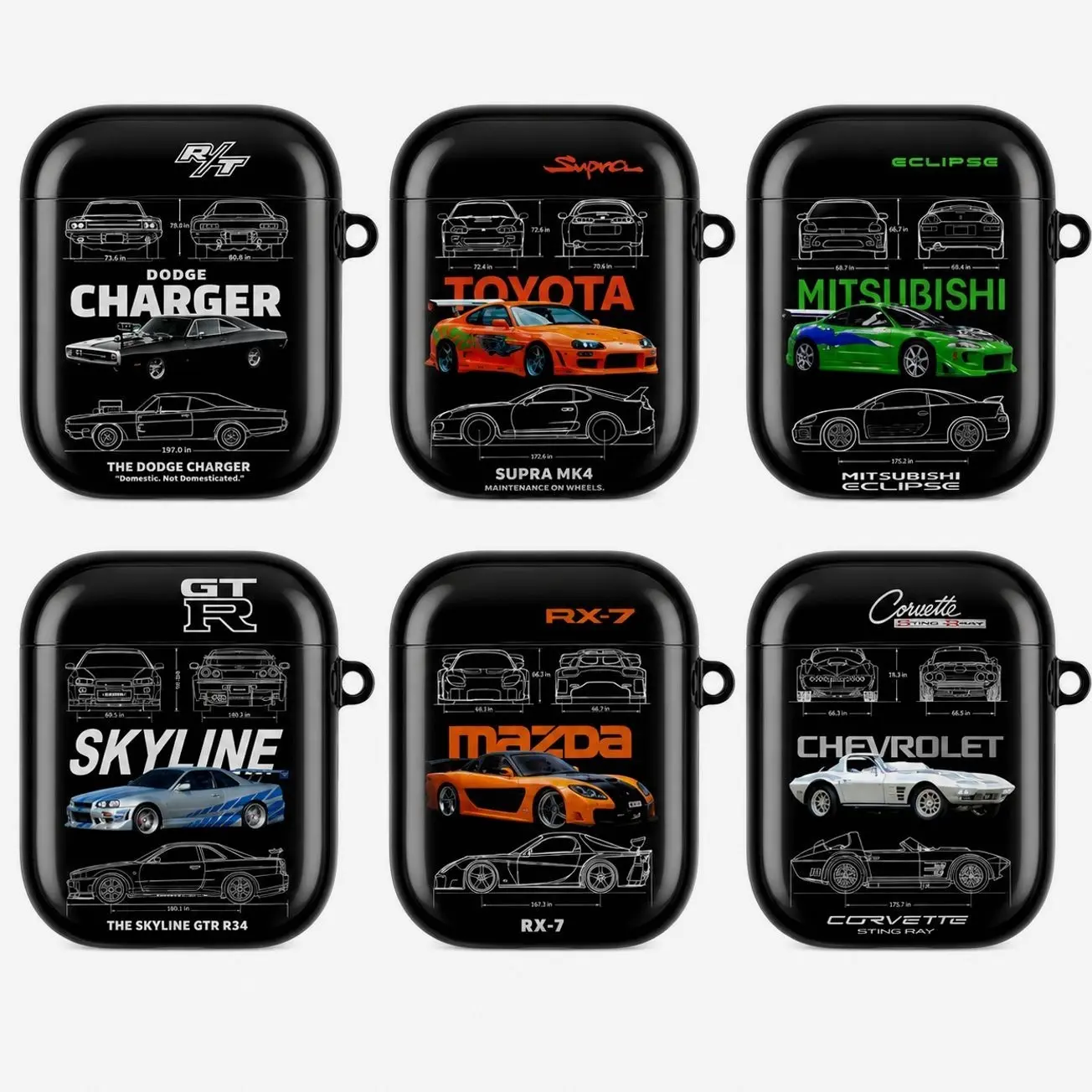 Legendary Race Car AirPods Case | All Street Racing Cars Movie Protective Case Cover for AirPods 1 2 3 4, AirPods Pro 1 2 3, Mens Gift