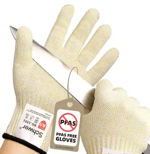 Schwer SlicePro ANSI A9 Cut Resistant Gloves PR1501, Food Grade Reliable Cutting Gloves, Mandoline Gloves for Kitchen Meat Cutting, Oyster Shucking, Fish Fillet Processing, Wood Working (1 Pair, M) Safety Protector