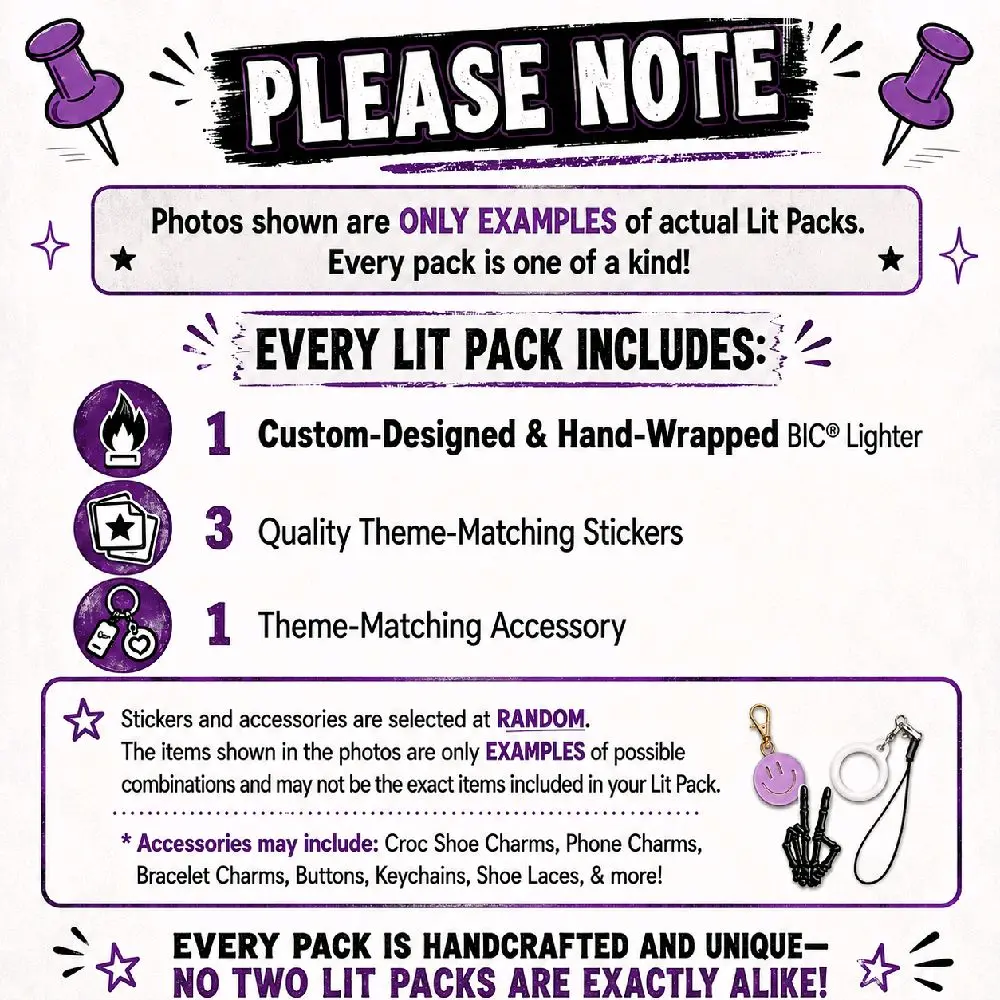 Trippy Hippie Lit Pack – Custom Wrapped Glitter BIC Lighter, Stickers & Accessory | Perfect to gift or collect! | Spiral Rainbow Tie-dye Aesthetic | Collectible | Cute Accessories | Unique Gift | Birthday Gift | Stocking Stuffer