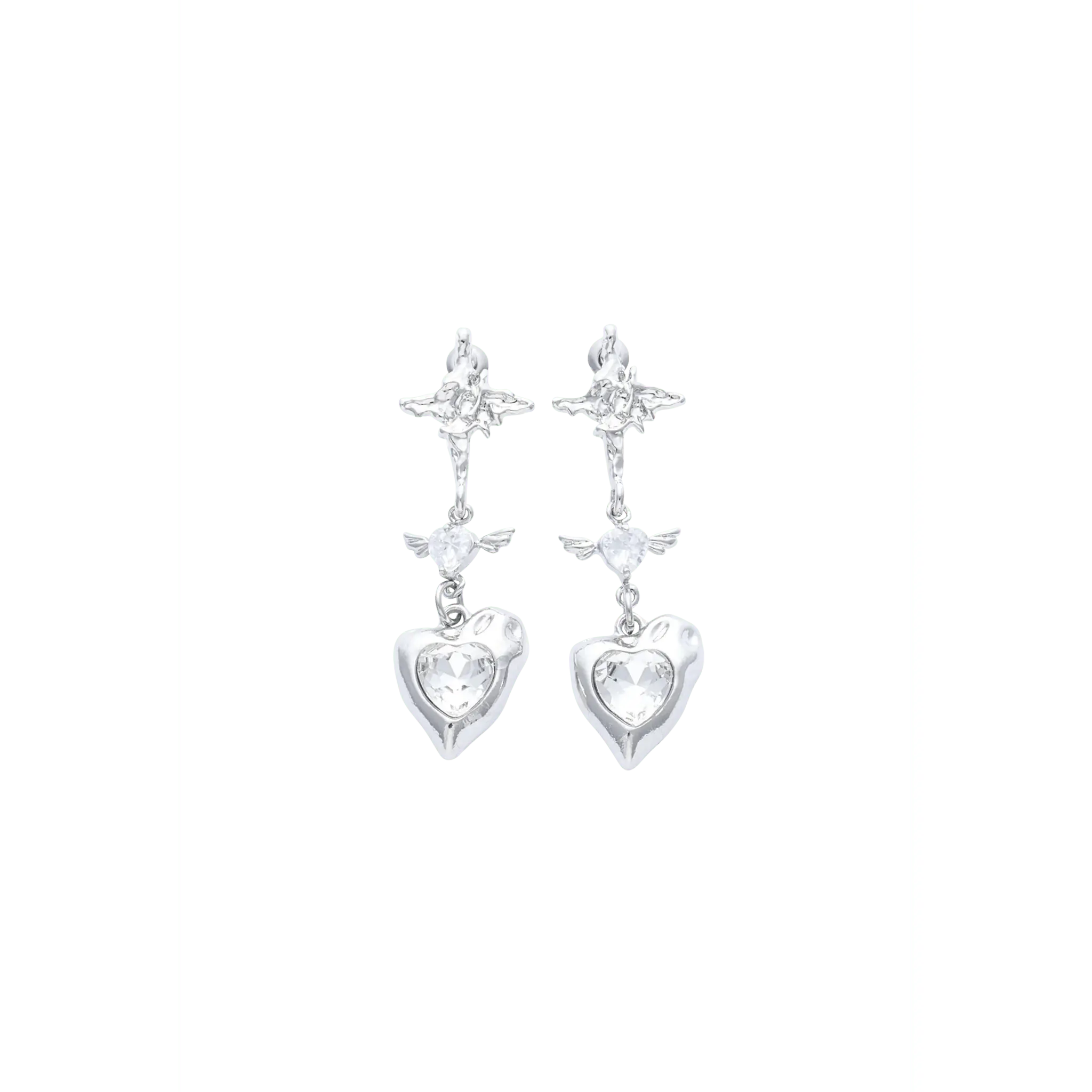 WING HEART DROP EARRINGS