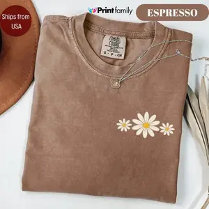 Comfort Colors Daisy TShirt, Boho Floral Graphic Tee, Retro Aesthetic Flower T-Shirt, Soft Washed Vintage Tee, Valentines Gift Women Tshirt  - Printfamily