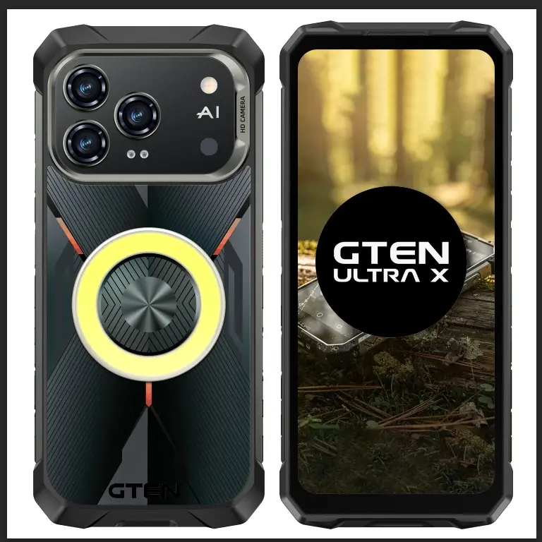 GTEN ULTRA X NEO v2 5G Rugged Android 15 Mobile Phone, Waterproof Camera, Portable Walkie-Talkie, Worldwide Coverage, Private Channel, Wi-Fi, Global LTE, Bluetooth, Wireless Headset, Manual, NFC, Fingerprint, 2TB Memory, GPS, HD Screen