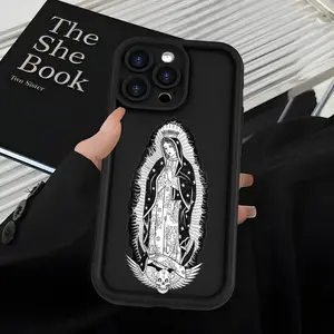 Virgin Mary Pattern Case for iPhone 17 16 15 14 Pro Max 13 12 11 XR XS Plus Shockproof Non Slip Military-Grade Protection Silicone Cover
