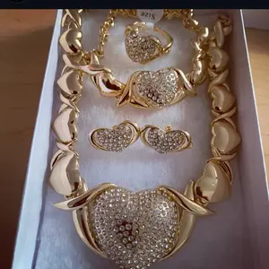 Charming Heart Jewelry Trio 3-Piece Set Necklace Earrings Bracelet with Shimmering Crystals Adjustable Fit for Perfect Fit